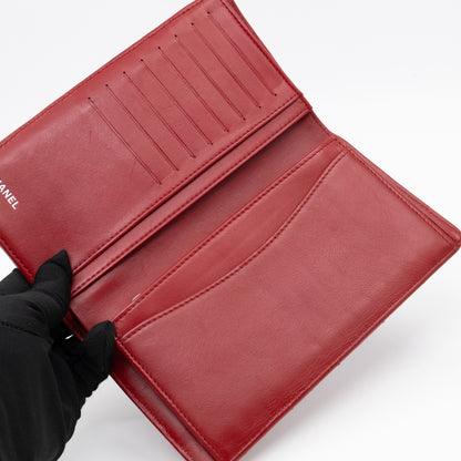 Classic Long Wallet Red Lambskin Leather