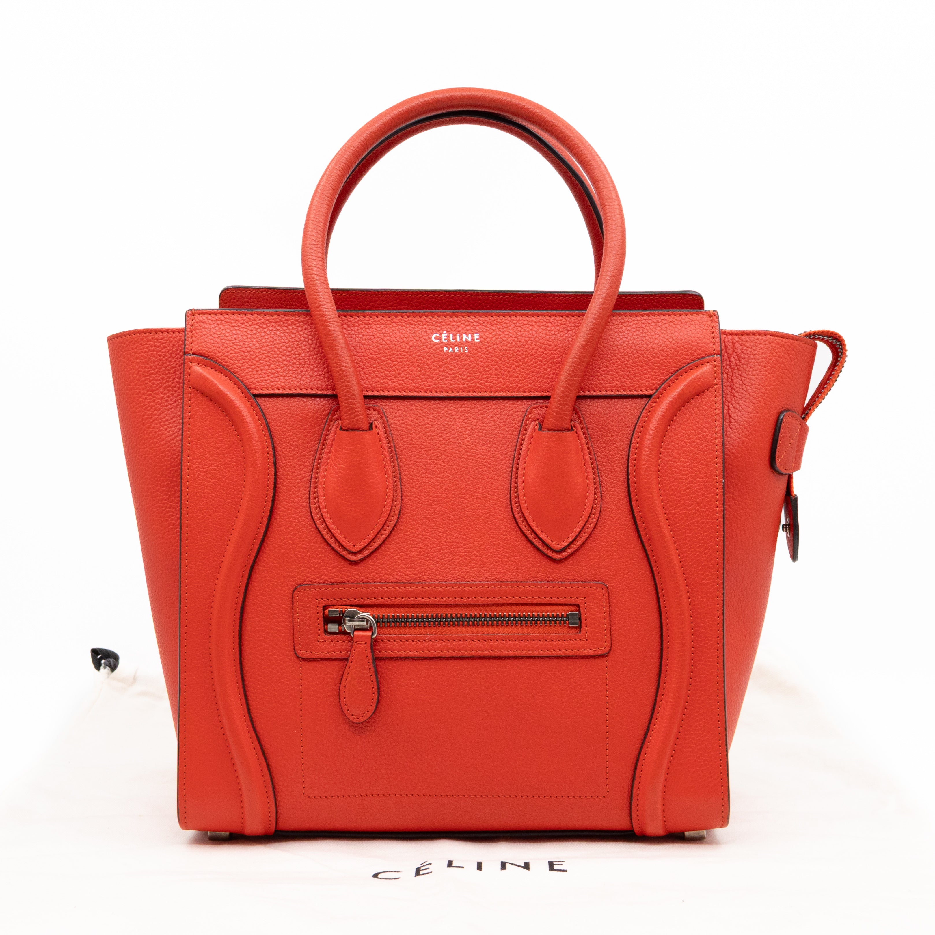 Micro Luggage Orange Leather