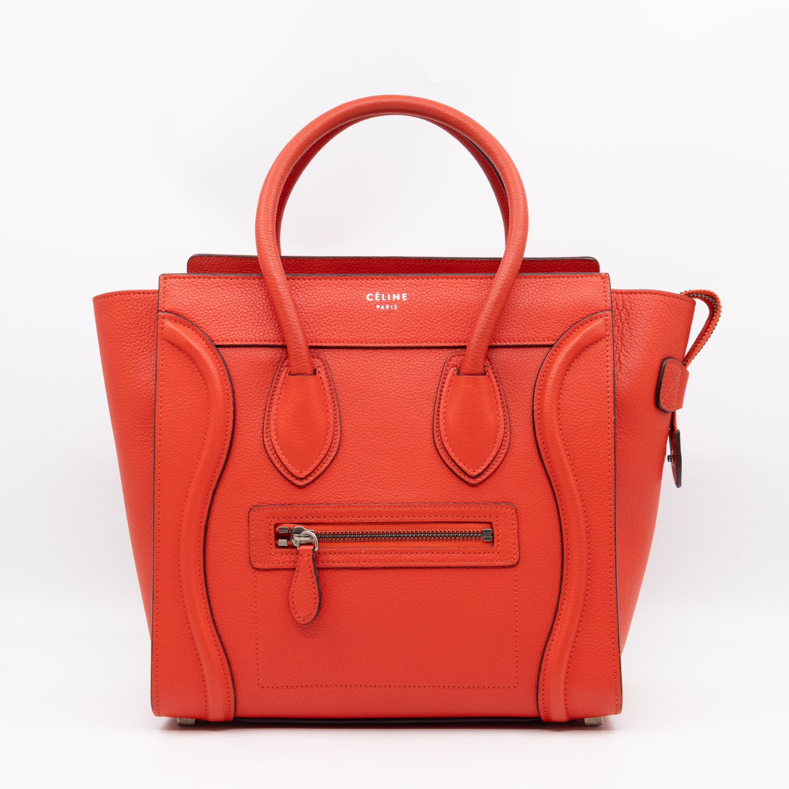Micro Luggage Orange Leather