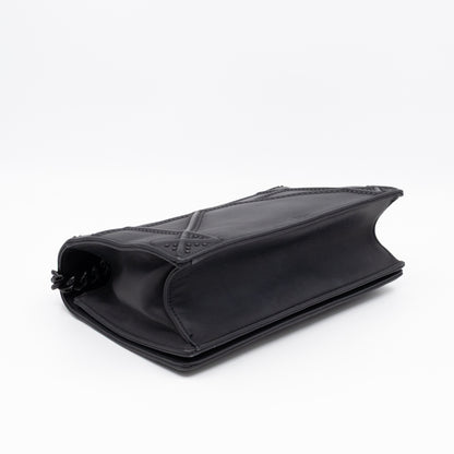 Diorama Medium Flap Bag Black Studded Matte Leather