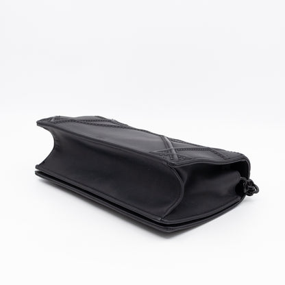 Diorama Medium Flap Bag Black Studded Matte Leather
