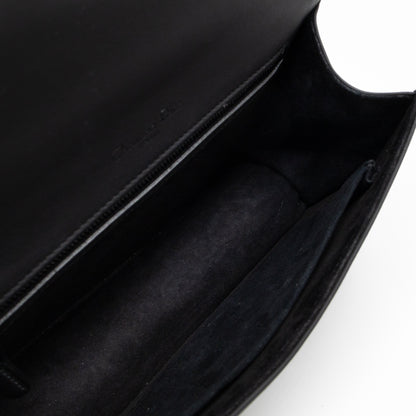 Diorama Medium Flap Bag Black Studded Matte Leather