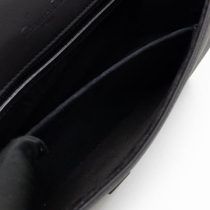 Diorama Medium Flap Bag Black Studded Matte Leather
