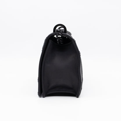 Diorama Medium Flap Bag Black Studded Matte Leather