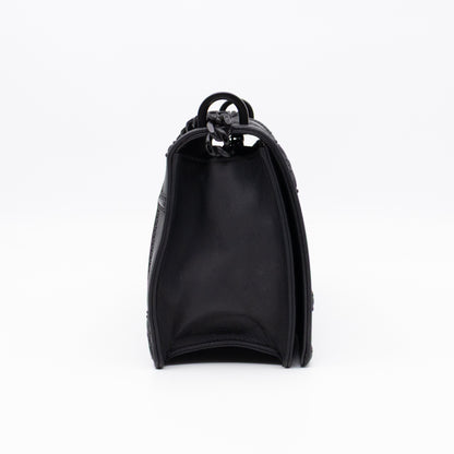 Diorama Medium Flap Bag Black Studded Matte Leather