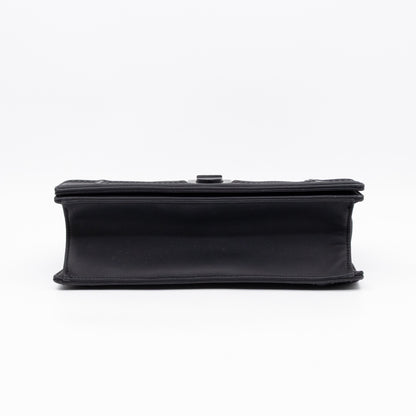 Diorama Medium Flap Bag Black Studded Matte Leather