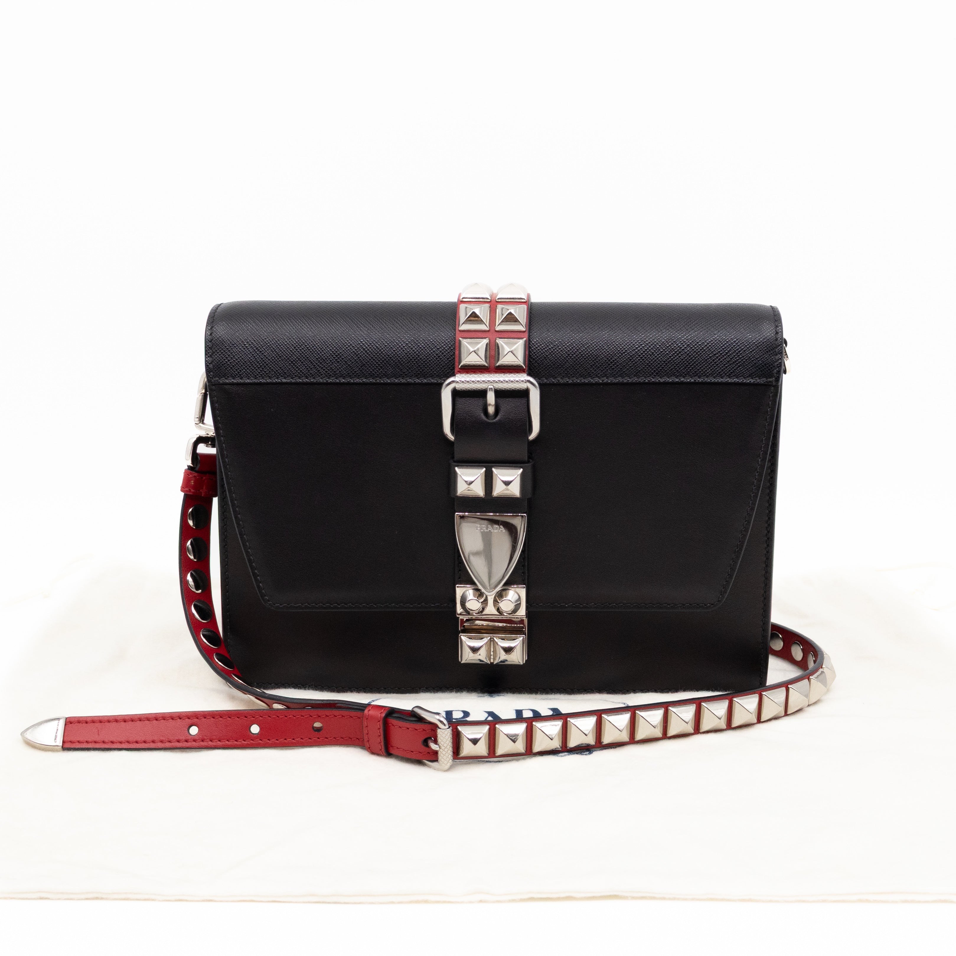 Elektra Studded Small Crossbody Bag Black Leather