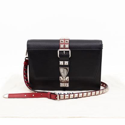 Elektra Studded Small Crossbody Bag Black Leather
