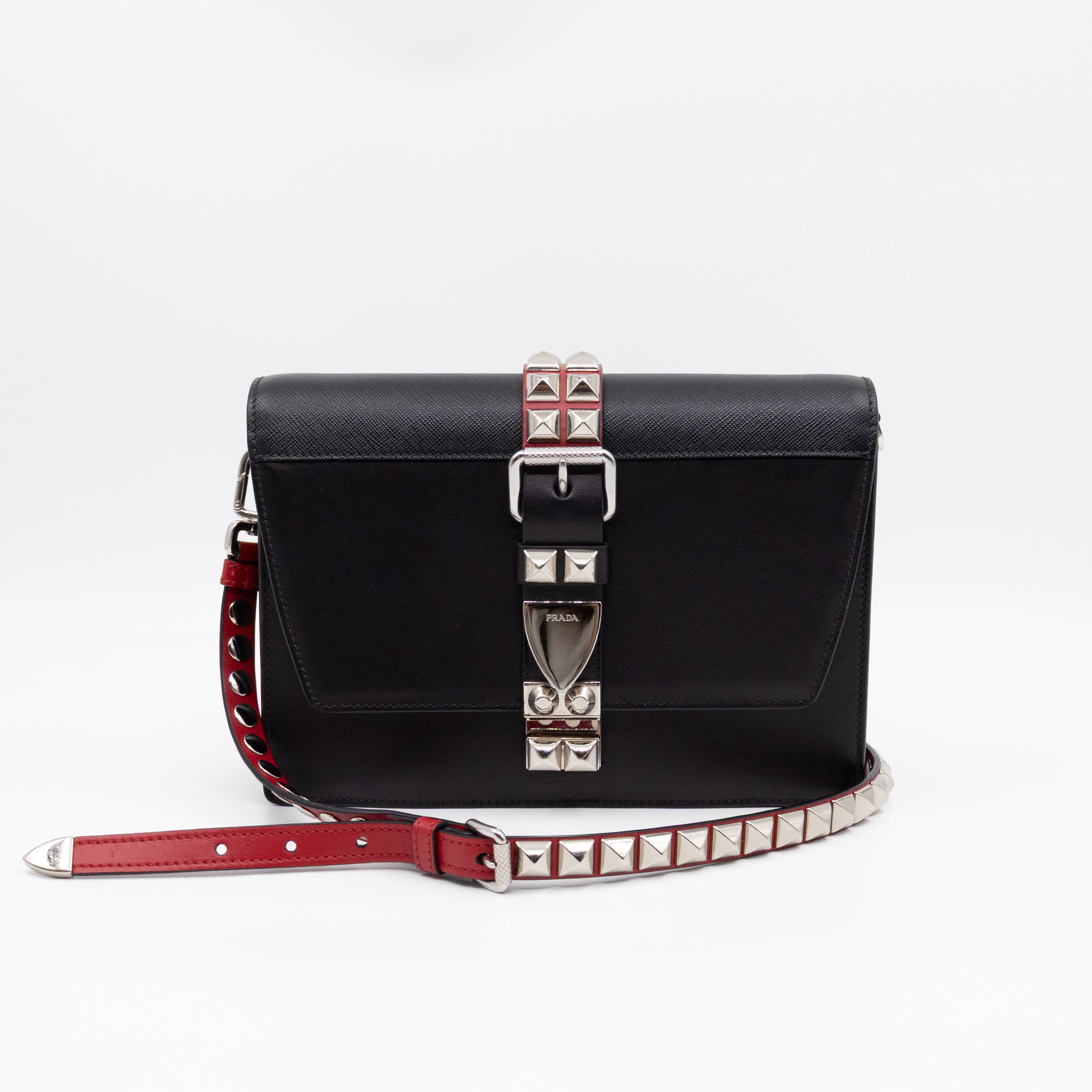 Elektra Studded Small Crossbody Bag Black Leather