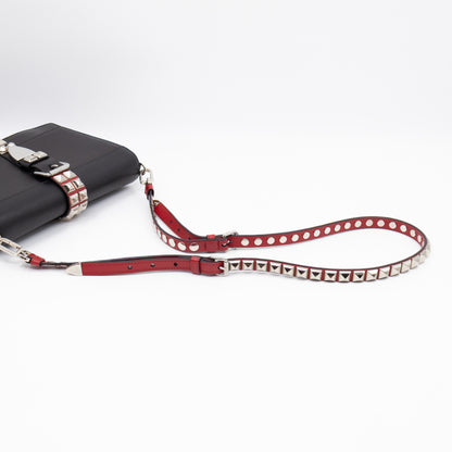 Elektra Studded Small Crossbody Bag Black Leather