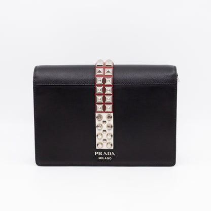 Elektra Studded Small Crossbody Bag Black Leather