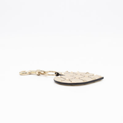 Heart Studs Charm Keychain Gold Metallic Leather