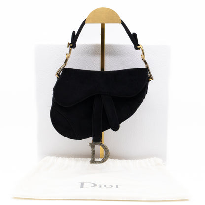 Mini Saddle Bag Crystal & Black Velvet