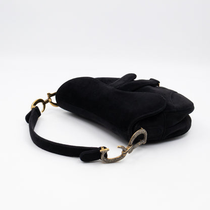 Mini Saddle Bag Crystal & Black Velvet