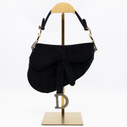 Mini Saddle Bag Crystal & Black Velvet
