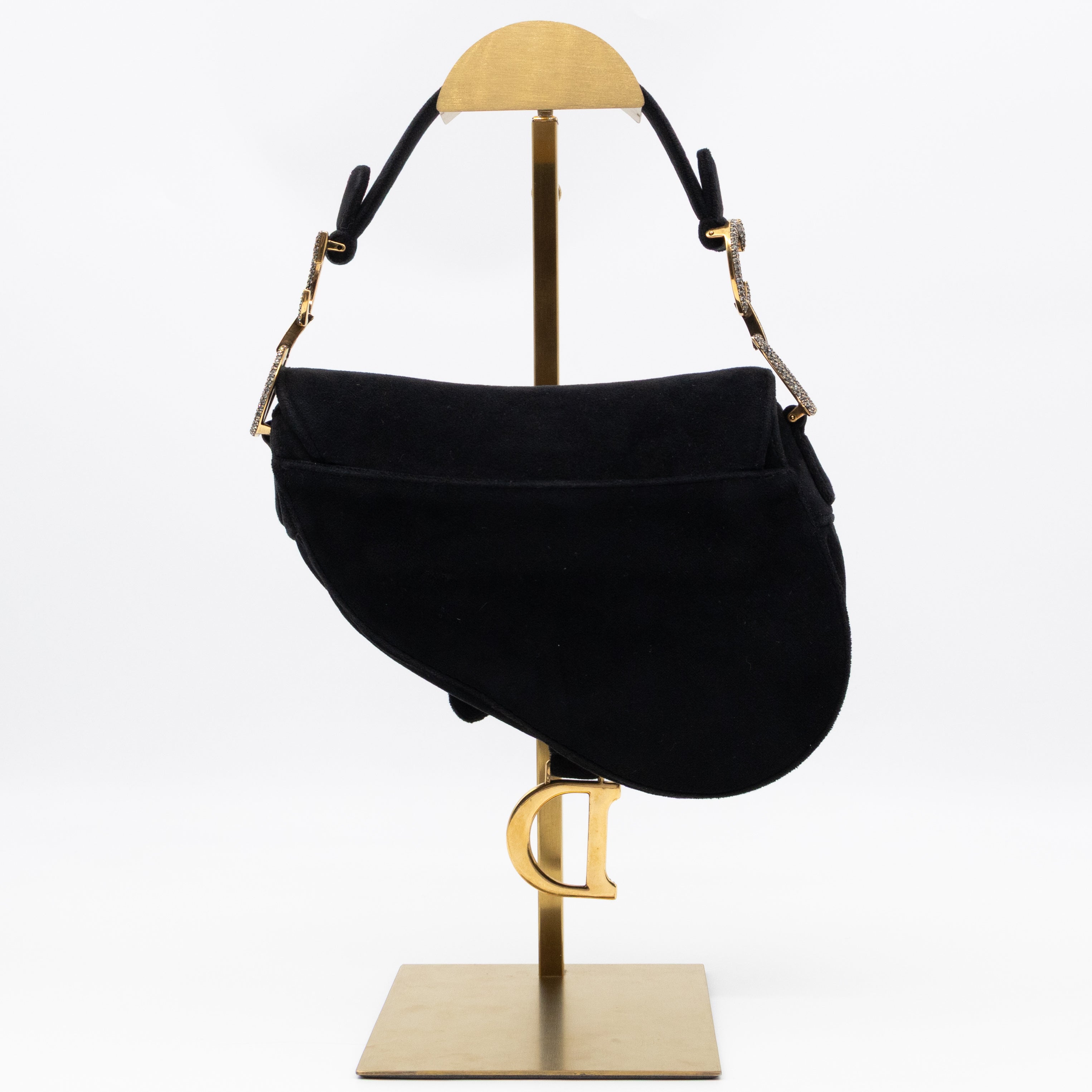 Mini Saddle Bag Crystal & Black Velvet