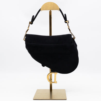Mini Saddle Bag Crystal & Black Velvet