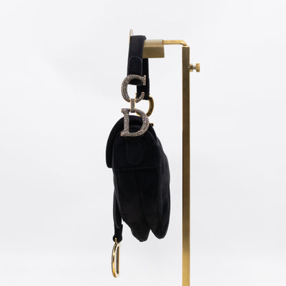 Mini Saddle Bag Crystal & Black Velvet