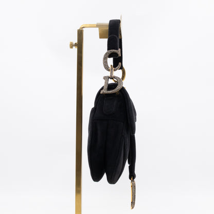Mini Saddle Bag Crystal & Black Velvet