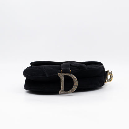 Mini Saddle Bag Crystal & Black Velvet