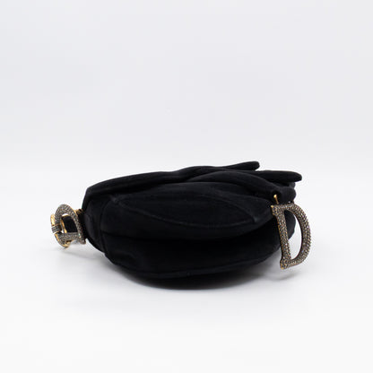 Mini Saddle Bag Crystal & Black Velvet