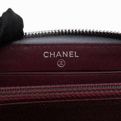 Medium Zipped Wallet Grey Metallic Leather