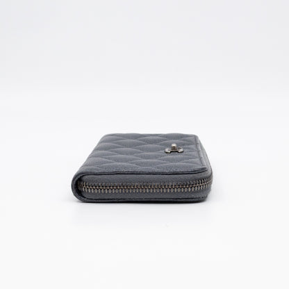 Medium Zipped Wallet Grey Metallic Leather