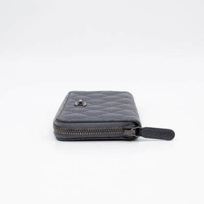 Medium Zipped Wallet Grey Metallic Leather