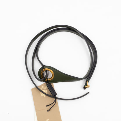 Grommet Detail Lambskin Belt Dark Olive