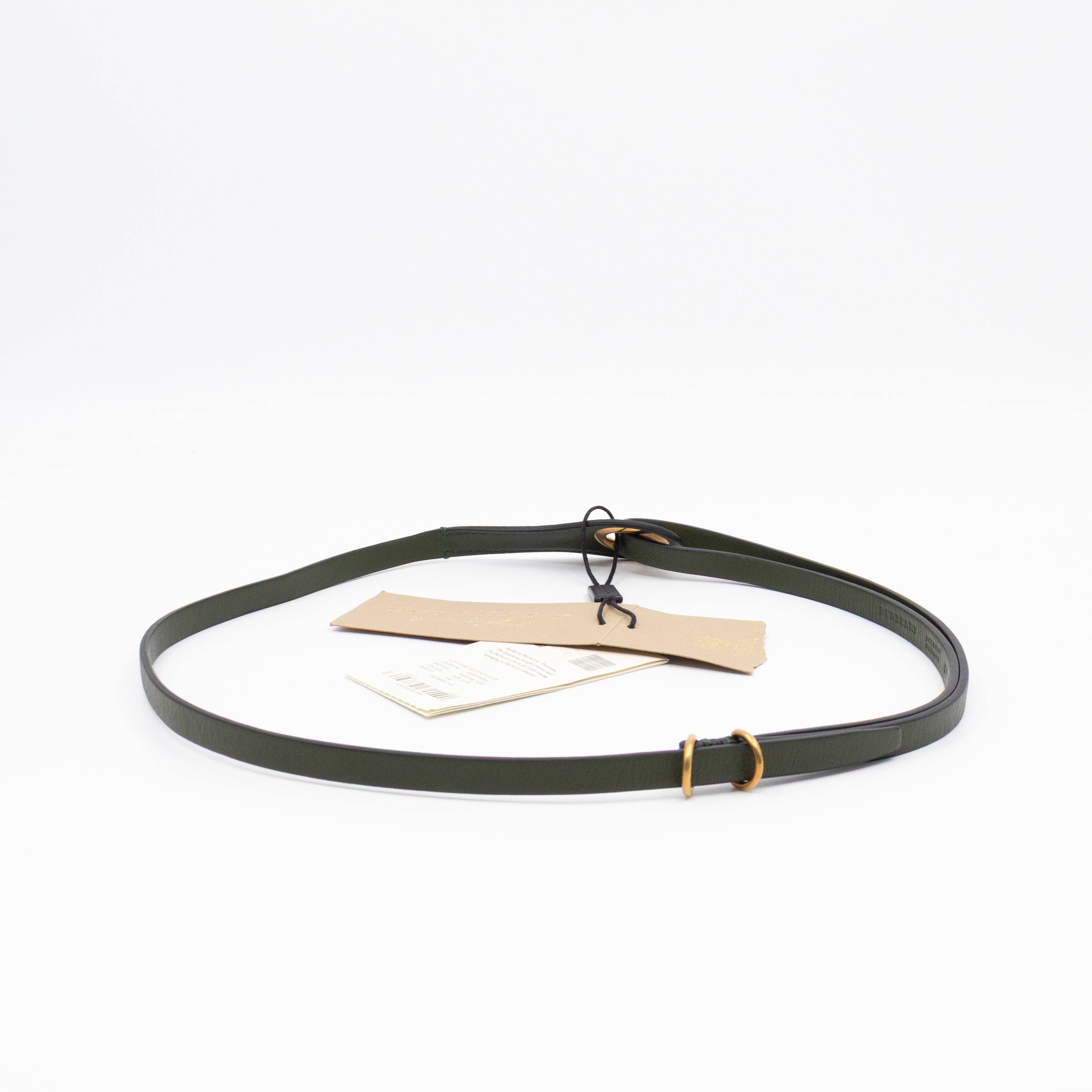 Grommet Detail Lambskin Belt Dark Olive