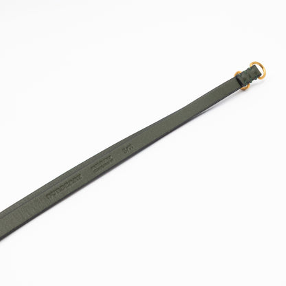 Grommet Detail Lambskin Belt Dark Olive