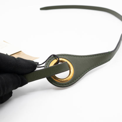 Grommet Detail Lambskin Belt Dark Olive