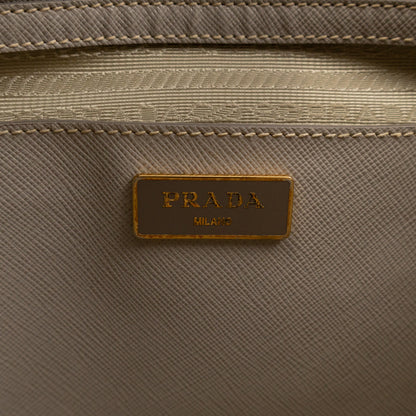 Galleria Large Double Zip Grey Taupe Saffiano Leather