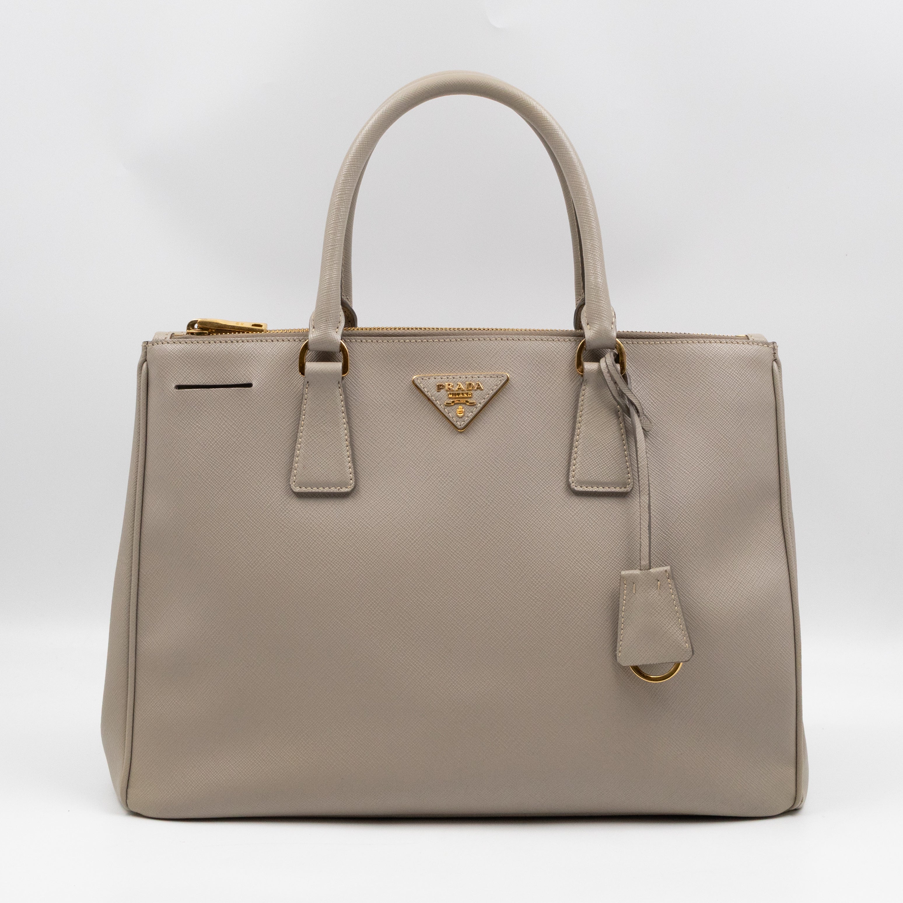Galleria Large Double Zip Grey Taupe Saffiano Leather
