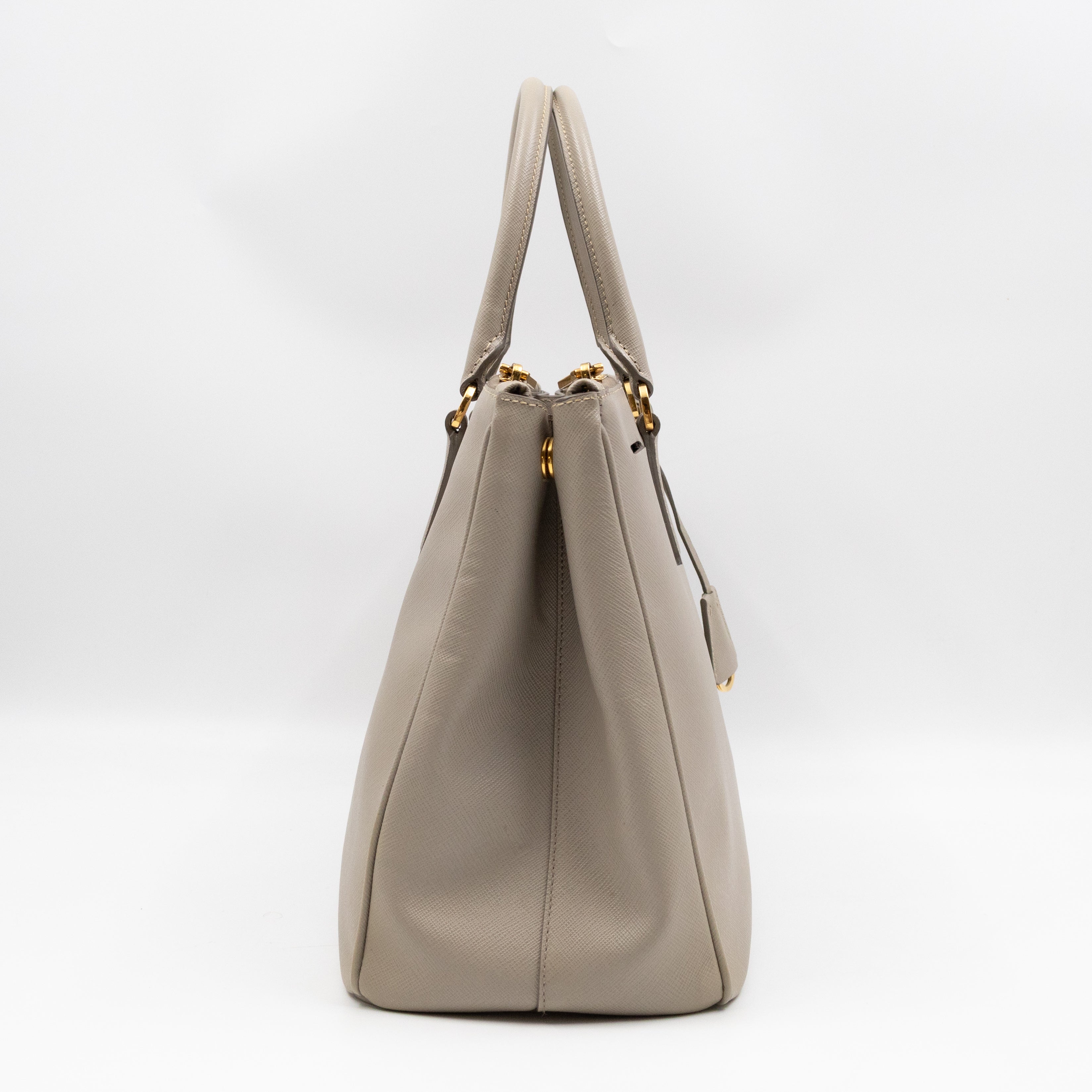 Galleria Large Double Zip Grey Taupe Saffiano Leather