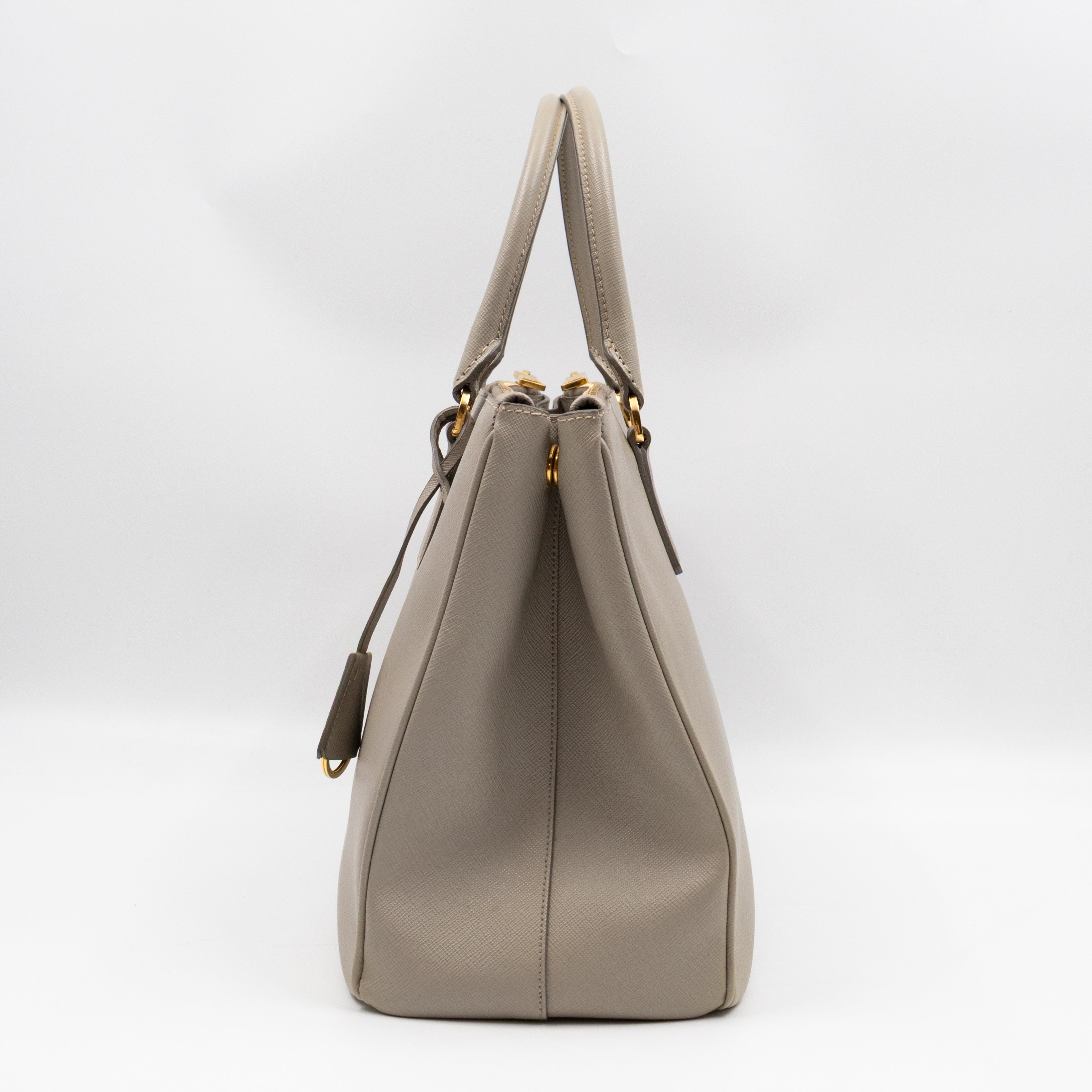 Galleria Large Double Zip Grey Taupe Saffiano Leather
