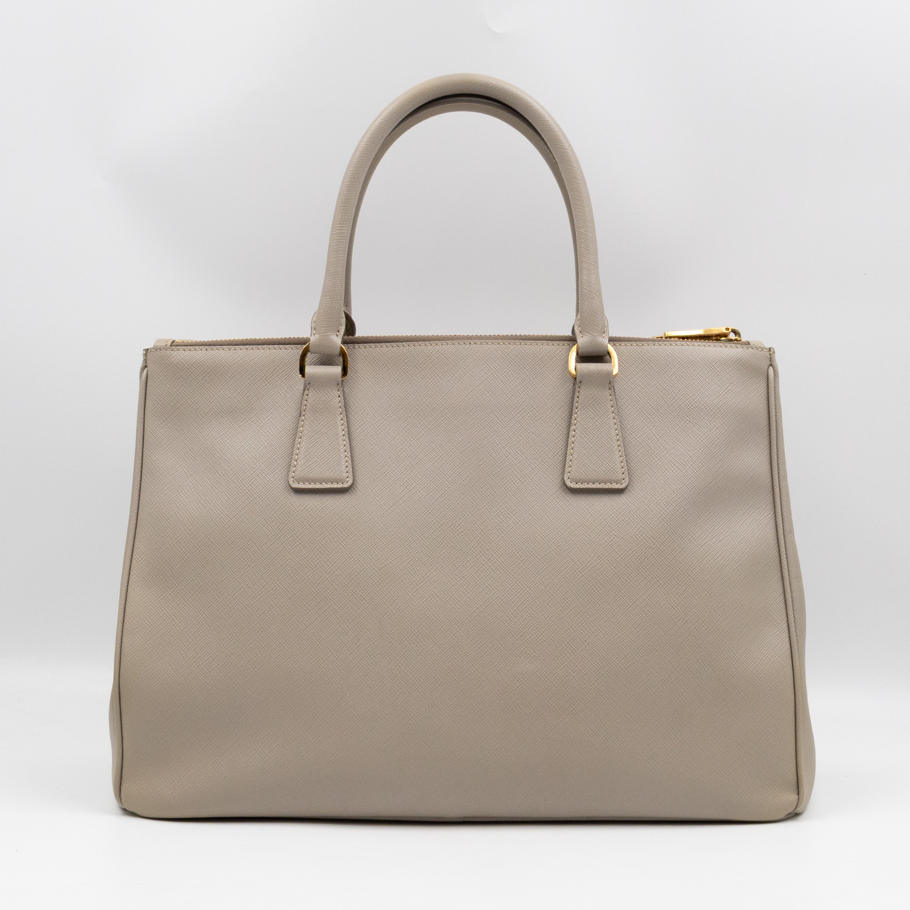 Galleria Large Double Zip Grey Taupe Saffiano Leather