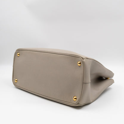 Galleria Large Double Zip Grey Taupe Saffiano Leather