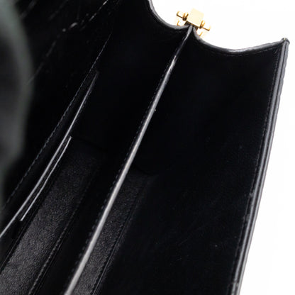 Cassandra Mini Top Handle Black Croc Embossed Leather