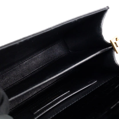 Cassandra Mini Top Handle Black Croc Embossed Leather
