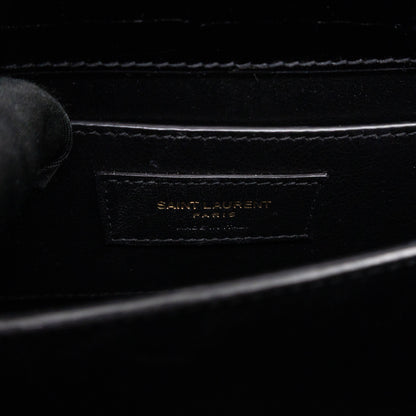 Cassandra Mini Top Handle Black Croc Embossed Leather
