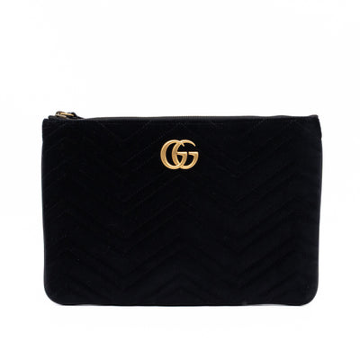 GG Marmont Zip Pouch Black Velvet