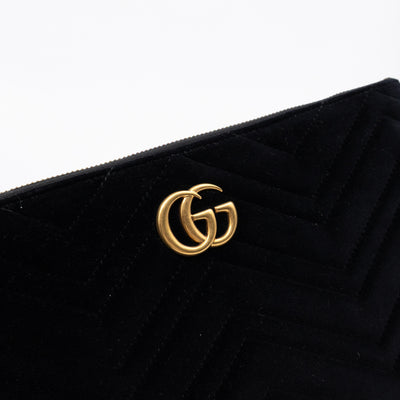 GG Marmont Zip Pouch Black Velvet