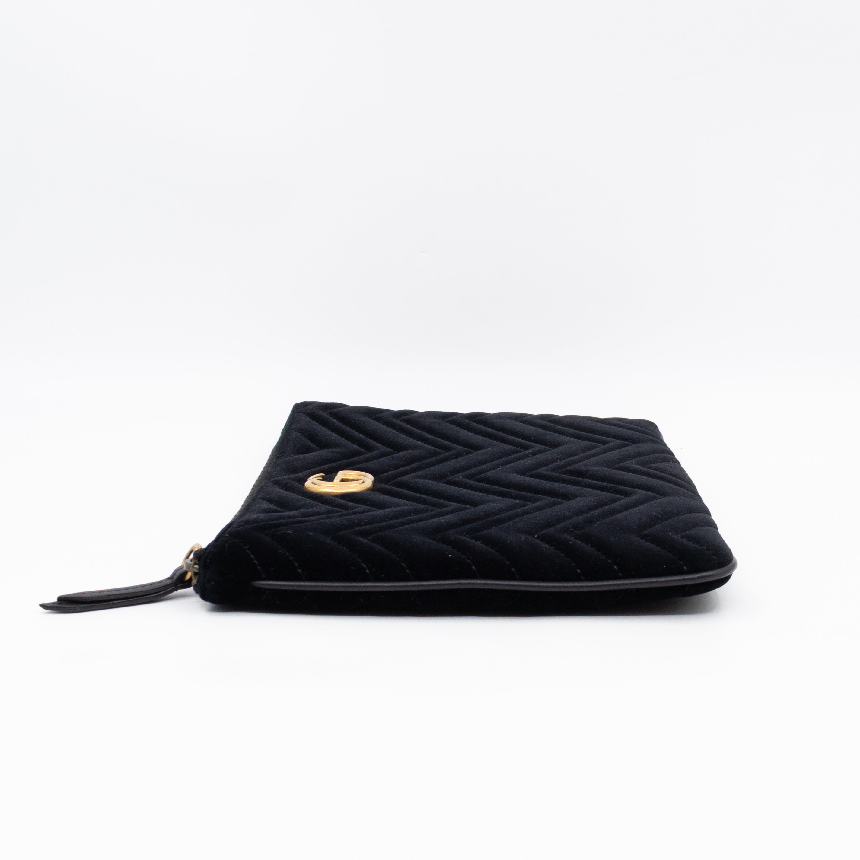 GG Marmont Zip Pouch Black Velvet