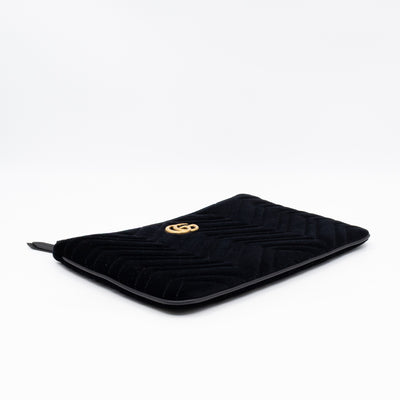 GG Marmont Zip Pouch Black Velvet