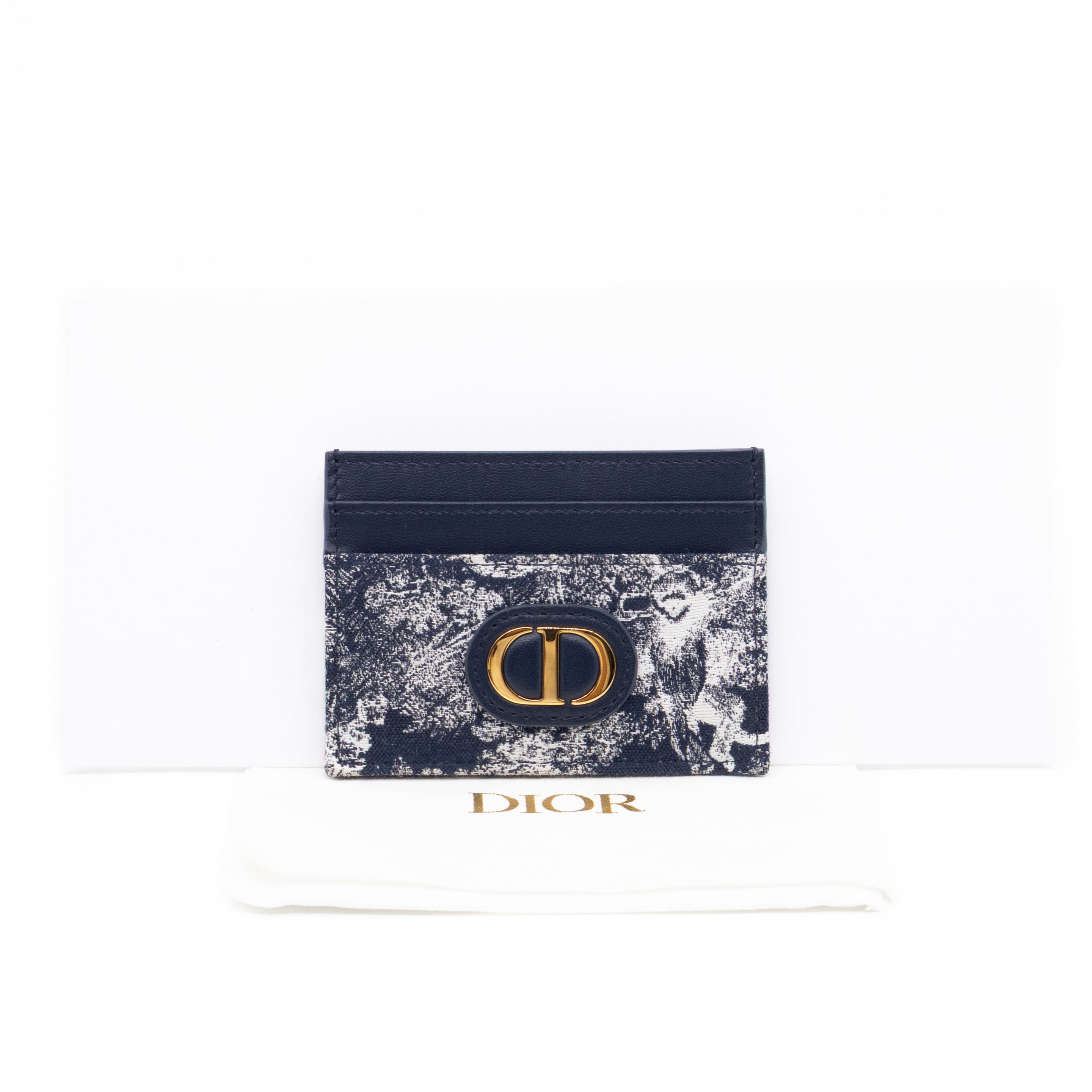 30 Montaigne Freesia Card Holder Blue Toile de Jouy Reverse Jacquard