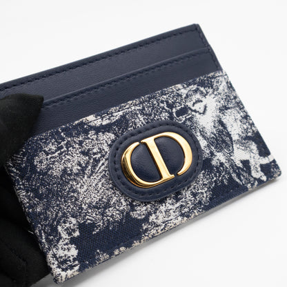 30 Montaigne Freesia Card Holder Blue Toile de Jouy Reverse Jacquard