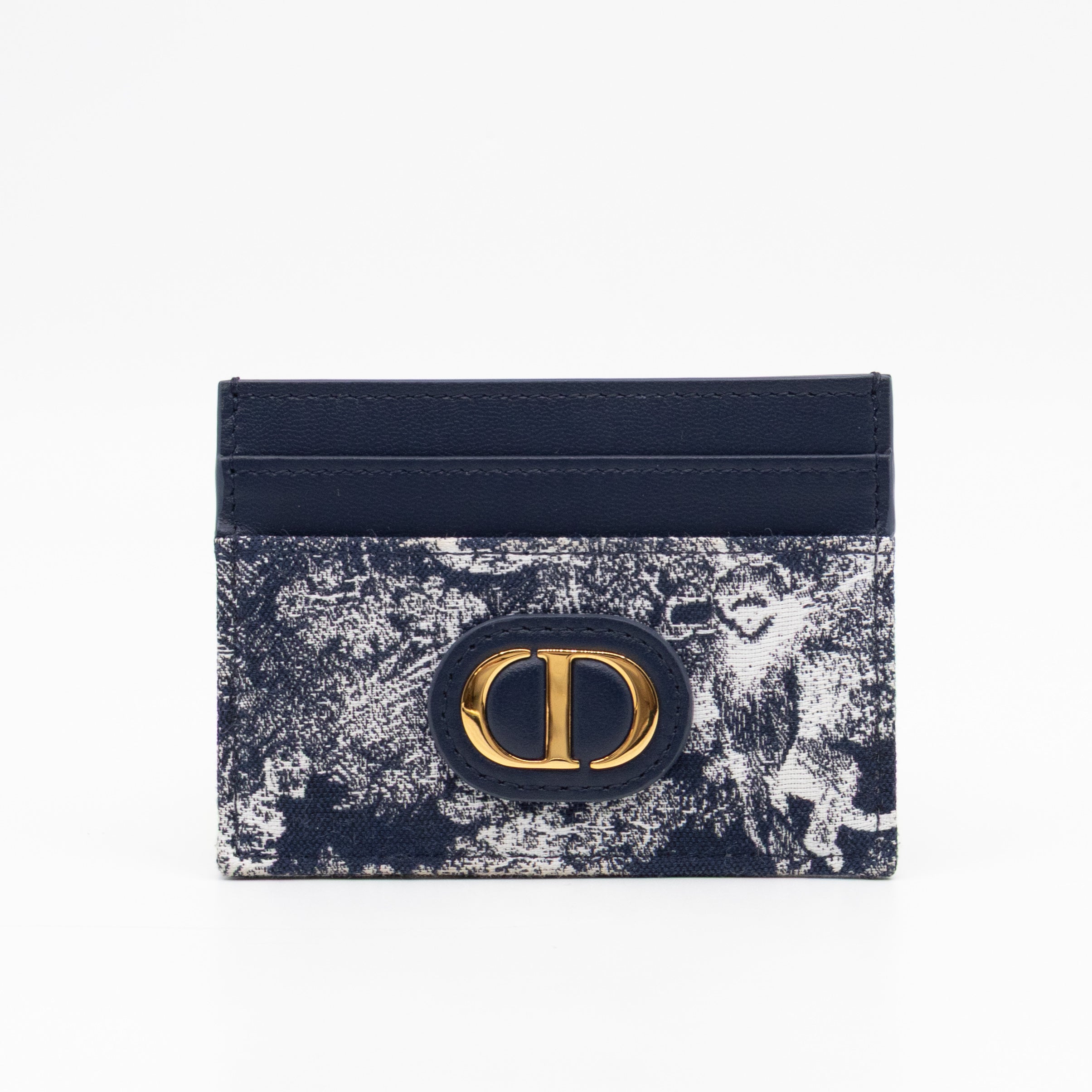 30 Montaigne Freesia Card Holder Blue Toile de Jouy Reverse Jacquard