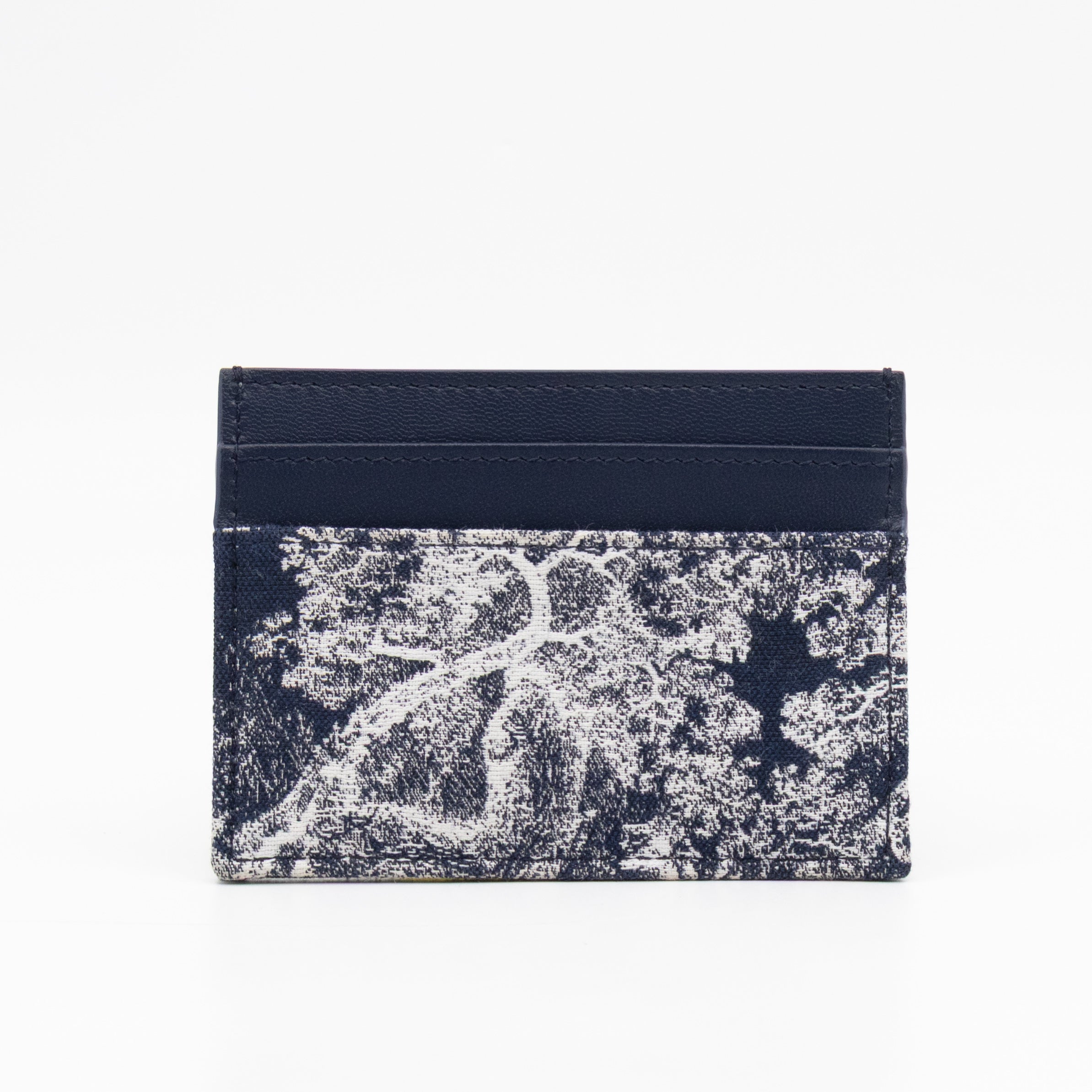 30 Montaigne Freesia Card Holder Blue Toile de Jouy Reverse Jacquard