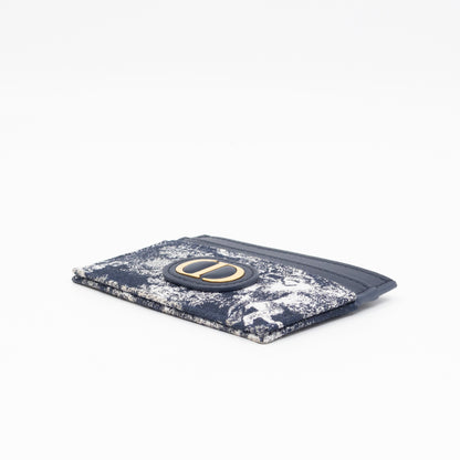 30 Montaigne Freesia Card Holder Blue Toile de Jouy Reverse Jacquard